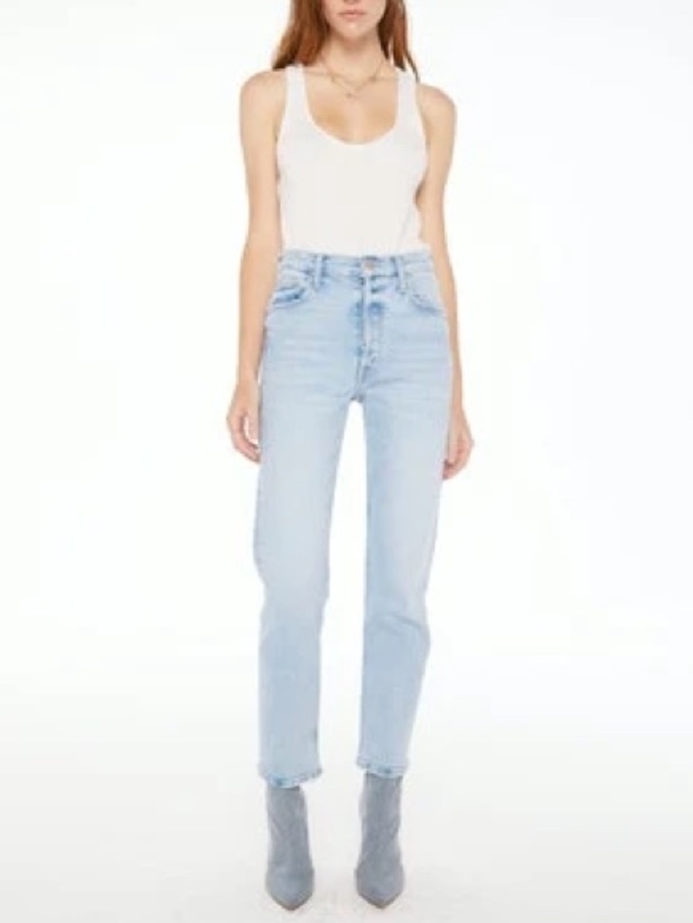 Mother The Tomcat Flood Big Hair Don’t Care Light Wash Straight Jeans 28